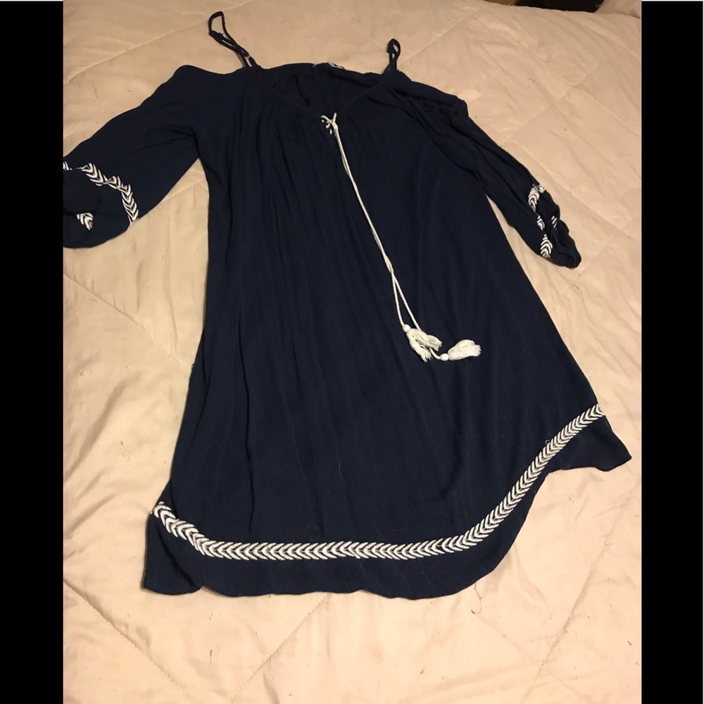 Navy off the shoulders dress